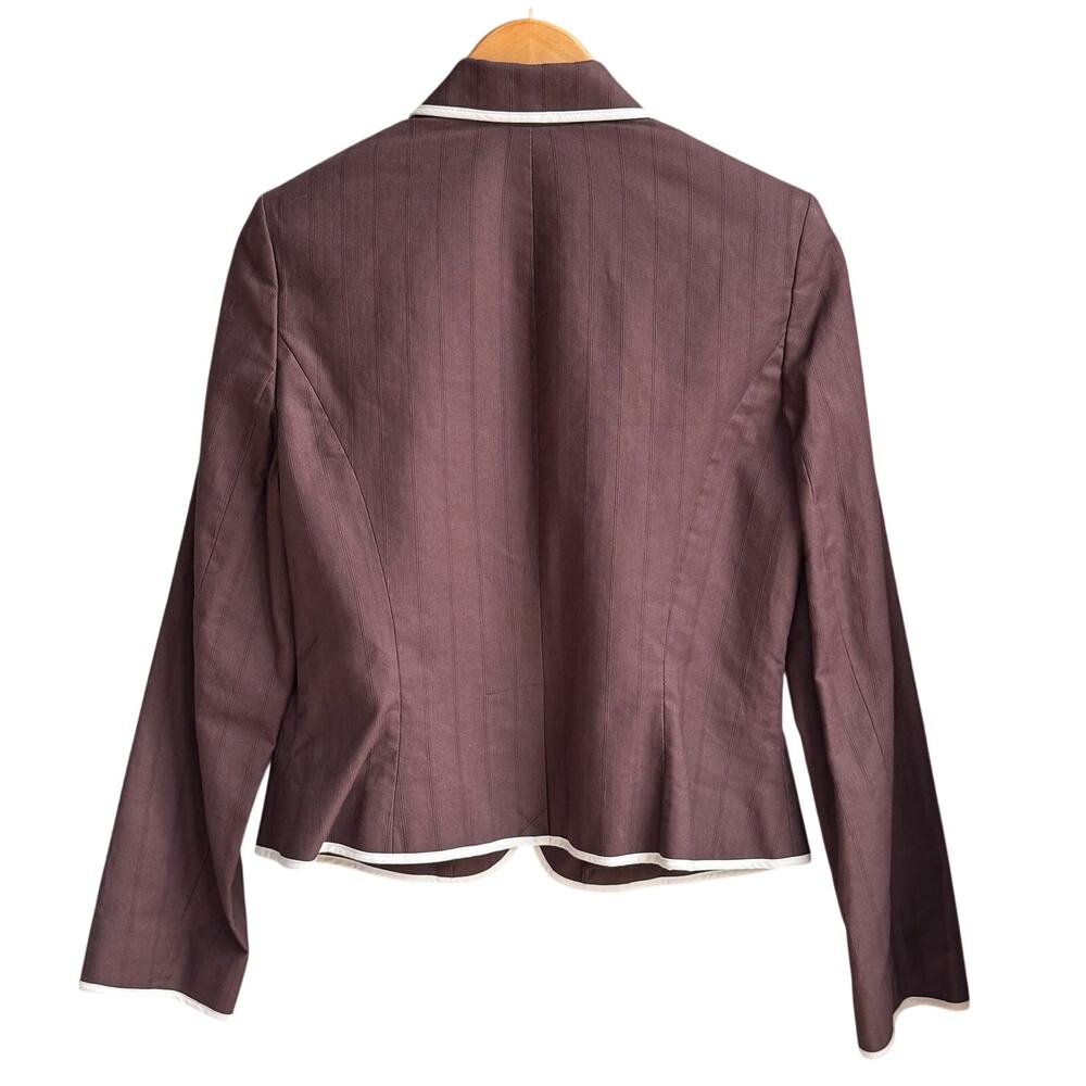 Vintage Nine & Co 100% Cotton Beaded Blazer 10 Brown 90s Cutaway Jacket - Picture 8 of 13